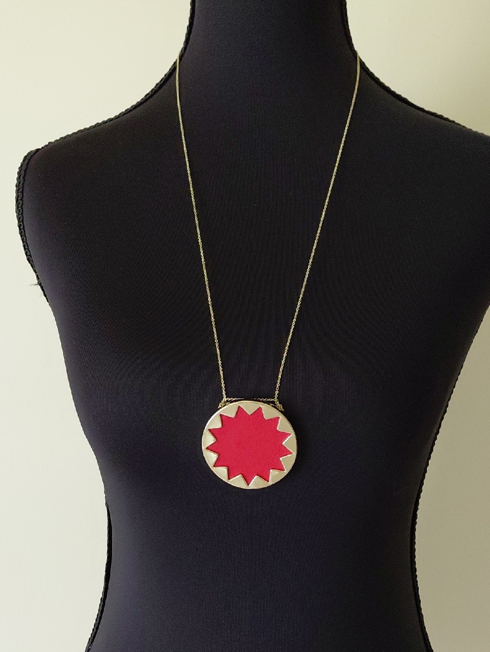 House Of Harlow 1960 Gold Pendant Necklace with Orange Starburst Accent